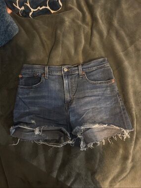 Levi Denim Cutoff Shorts - Dark Blue Frayed Hem